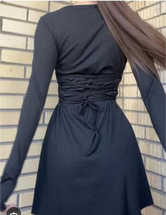 Платья рубчик сукня чорна