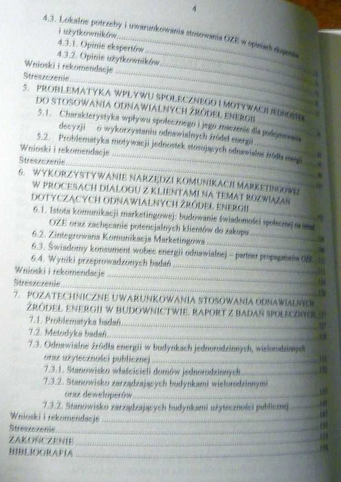 Odnawialne Źródła Energii - Badania oddziaływań społecznych spis