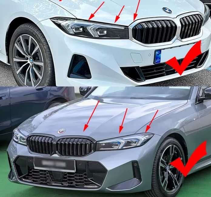 NERKI GRILL Zderzaka BMW G20 G21 2022/2024 + LCI LIFT Czarny Połysk MP