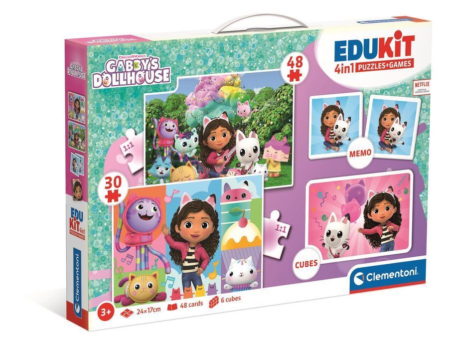 Puzzle+ Gra 4W1 Edukit Gabby 18319 Clementoni Nowa Nieużywana