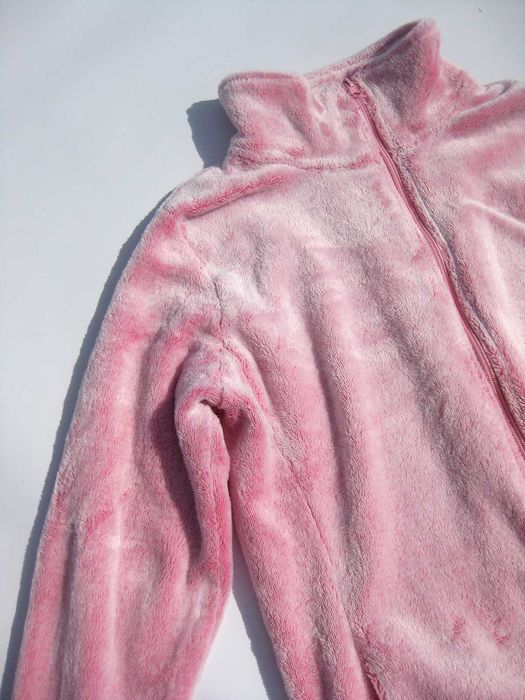 Мягенькая плюшевая толстая розовая кофта на молнии с карманами Janina