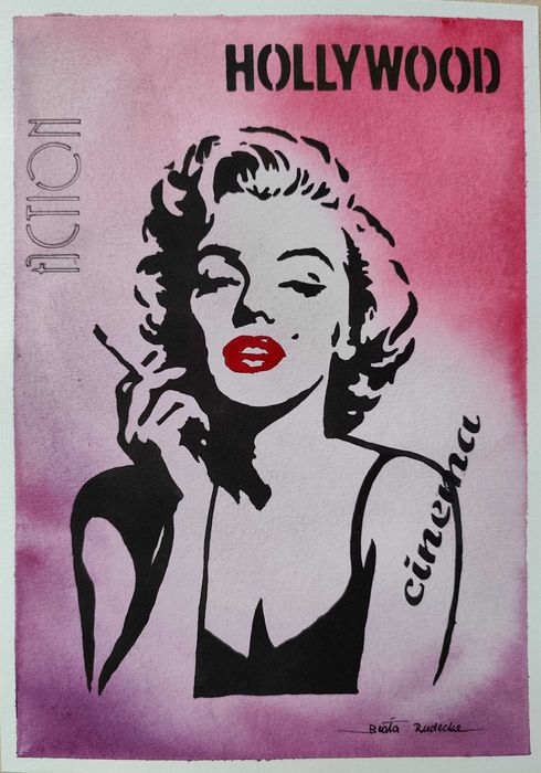 Akwarela Marilyn Monroe unikat, pop art - oryginał Hand made, ręcznie malowane