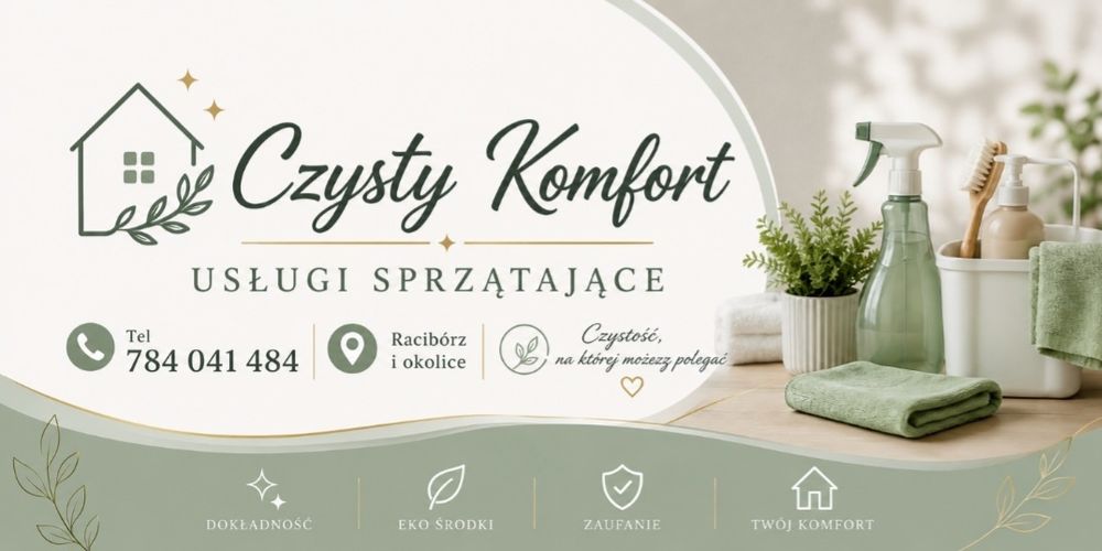 Sprzątanie,  Domów, Mieszkań,  Biur oraz Witryn Sklepowych