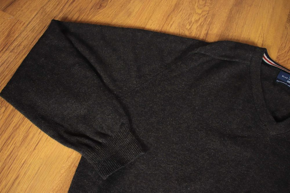 Sweter Blue Harbour r. XL szary męski dekolt V wełniany