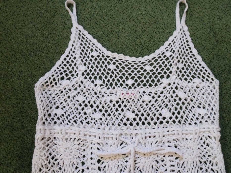 Orsay Biały top Szydełkowy Ażurowy 40 42