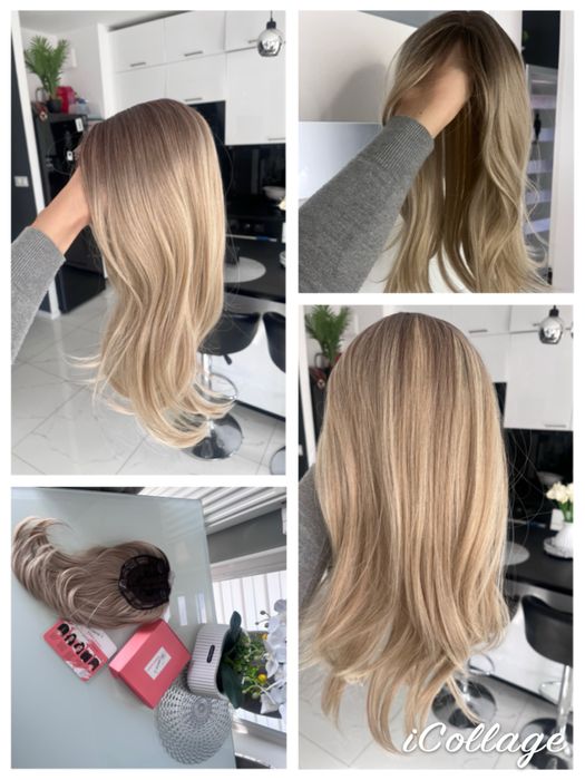 Topper jasny blond baleyage 50 cm
