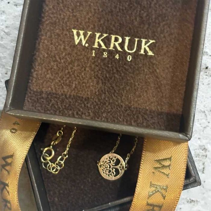Złota bransoletka W.KRUK drzewko życia, próba 375, pudełko