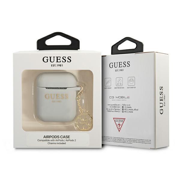 Guess GUA2LSC4EG AirPods 1/2 cover szary/grey Silicone Charm 4G
