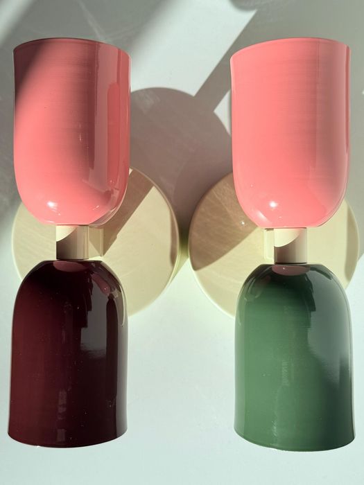 Zestaw dwóch kinkietów lamp ozdobny komplet na ścianę w stylu bauhaus