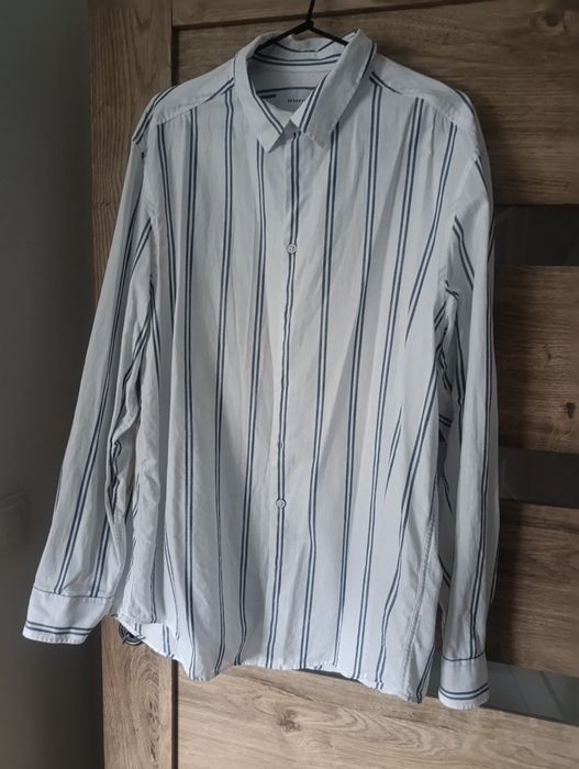 Koszula męska bawełniana niebieskie pasy XL