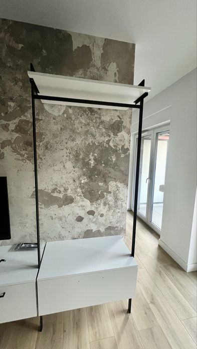 Stylowa garderoba z półką i szufladą 80x45 cm – industrialny stojak na ubrania loft