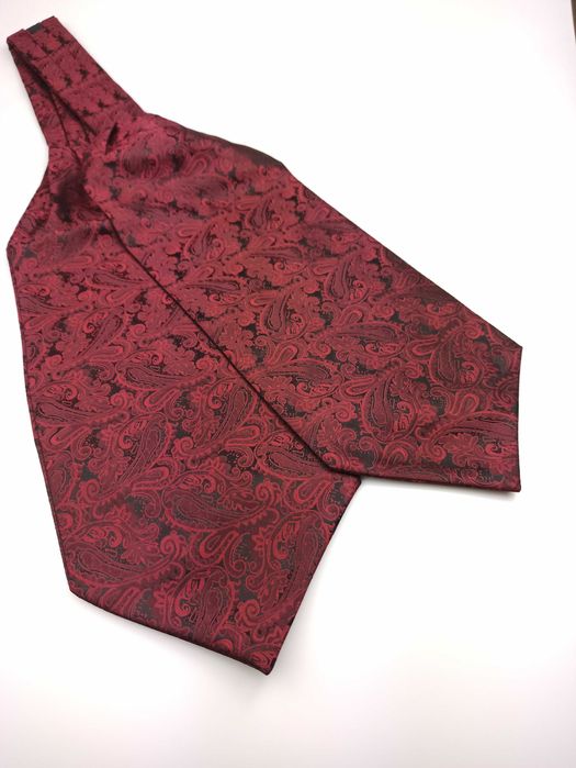 Czerwony bordowy krawat paisley zm94