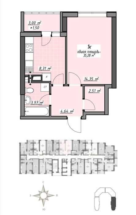 1-комнатная квартира по адресу (площадь 34 м²) - Atlanta.ua - фото 7