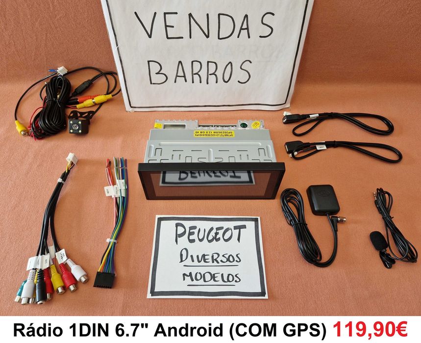 (NOVO) Rádio 1DIN Android • Peugeot 106 • 205 • 306 • 405 • 807 • 1007