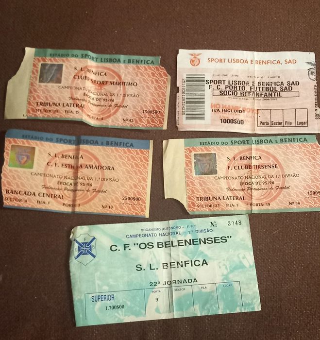 Bilhetes do benfica anos 90