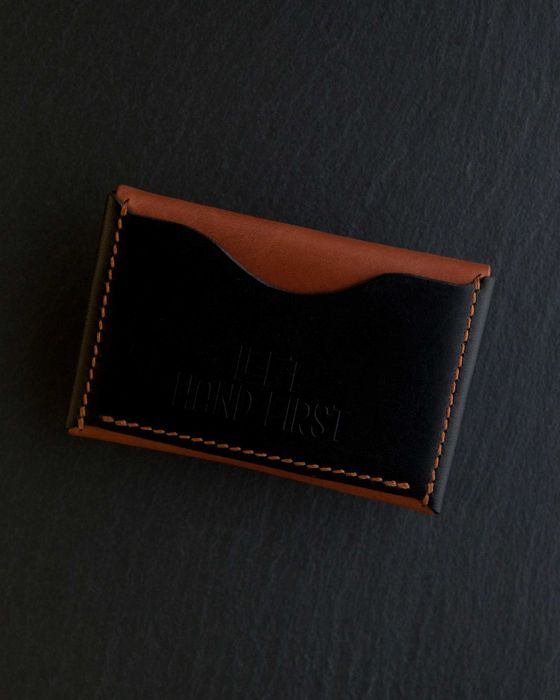 Portfel skórzany czarno-brązowy portmonetka handmade