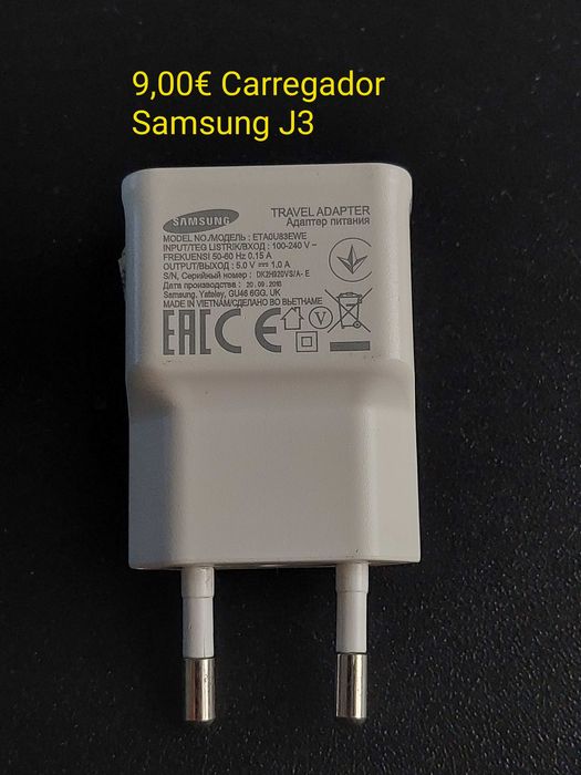 Carregador Samsung Original J3, J7 e A40 capa anti-shock película