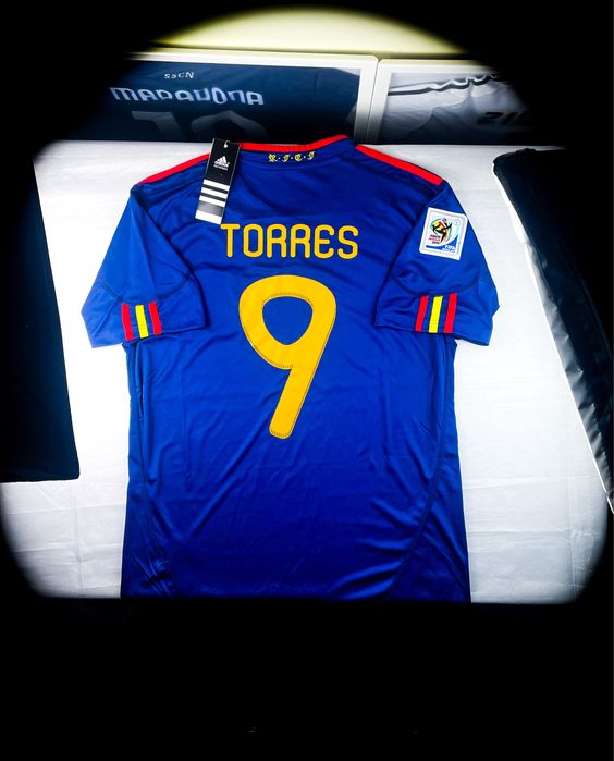 (M) F. TORRES 9 HISZPANIA FINAŁ EURO 2012/2013 Adidas Nowa Granatowa Domowa Koszulka Piłkarska Jersey Sportowa T-shirt Kolekcjonerska na co Dzień