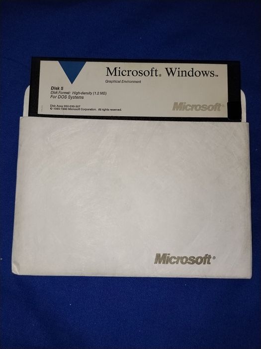 Oryginalne dyskietki 5.25" Microsoft Windows 3.0 + MS-DOS 5 (1990) Retro PC