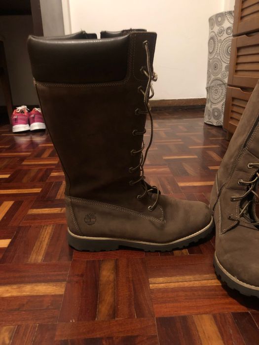 Botas timberland cano alto castanhas escuras usadas 2 x