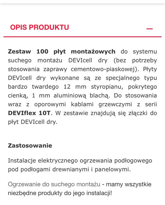 Płyty montażowe devi devicell ogrzewanie kable 100 sztuk!