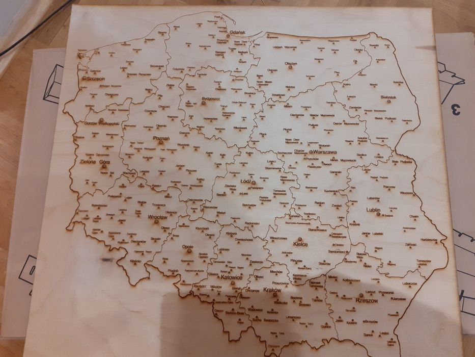 Mapa Polski na desce drewno