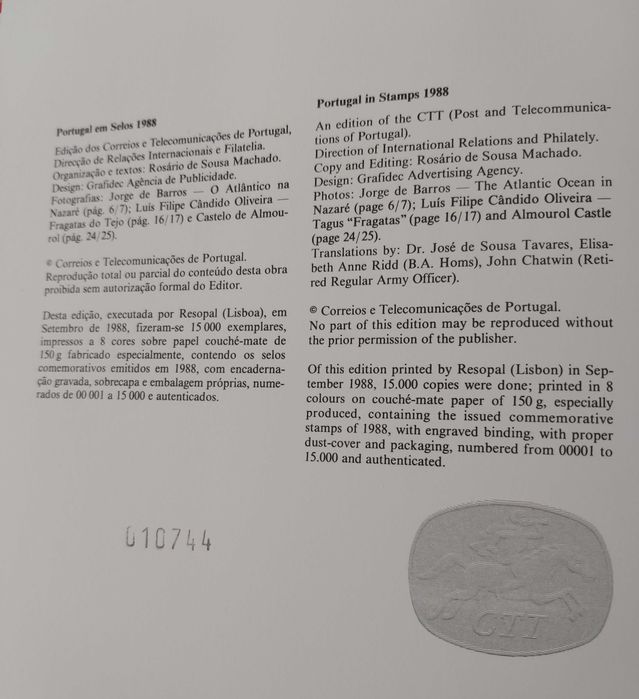 Livro Portugal em Selos ano 1988