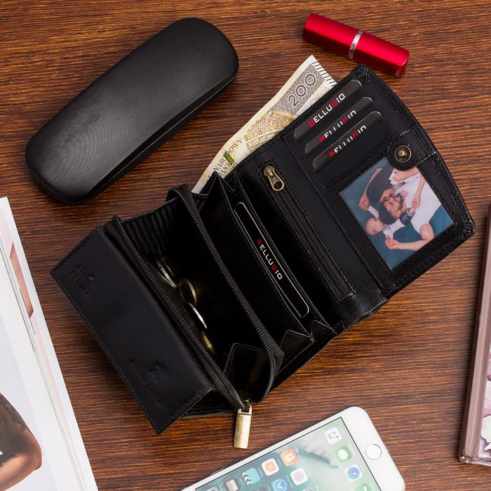 portfel damski skórzany bellugio - czarny