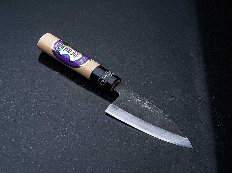 Japoński nóż Ajikiri 105 mm Ryoo – Stal Aogami Super (Blue Super)