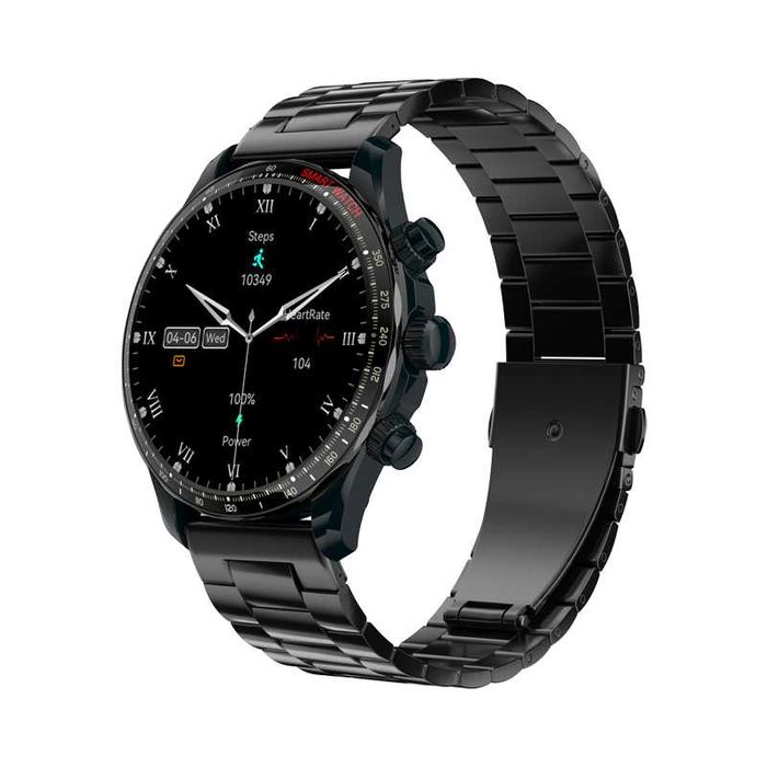 Smartwatch Zegarek Męski AMOLED Rozmowy 2 Paski Stal Gumowy Menu PL