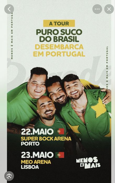 Bilhetes Menos é Mais-Meo Arena -23 maio