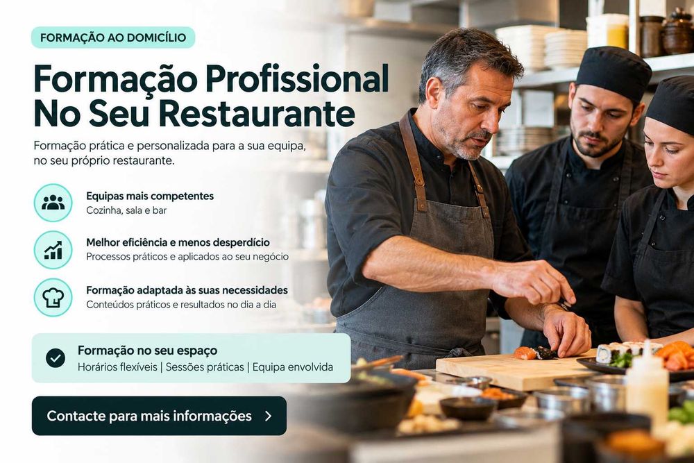 Formação profissional no seu restaurante, adaptada às necessidades reais da sua equipa.