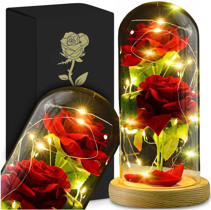 Świecąca wieczna róża w szkle LED Walentynki Dzień Kobiet Urodziny