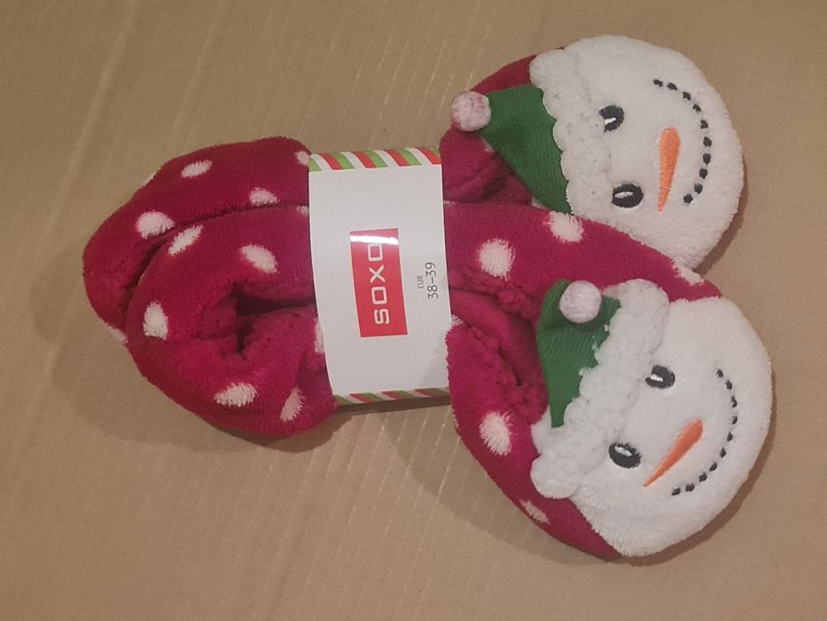 Kapcie mikołajkowe świąteczne