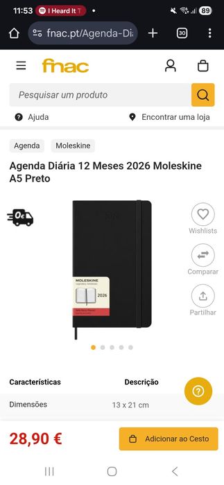 Moleskine Agenda Diária 2026
