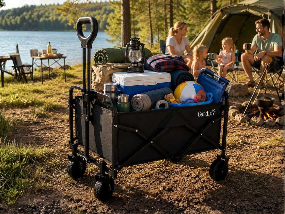 Wózek Rodzinny Wycieczkowy Składany Camping Plaża Ogród 90L Duże Koła 100kg XL Mocny