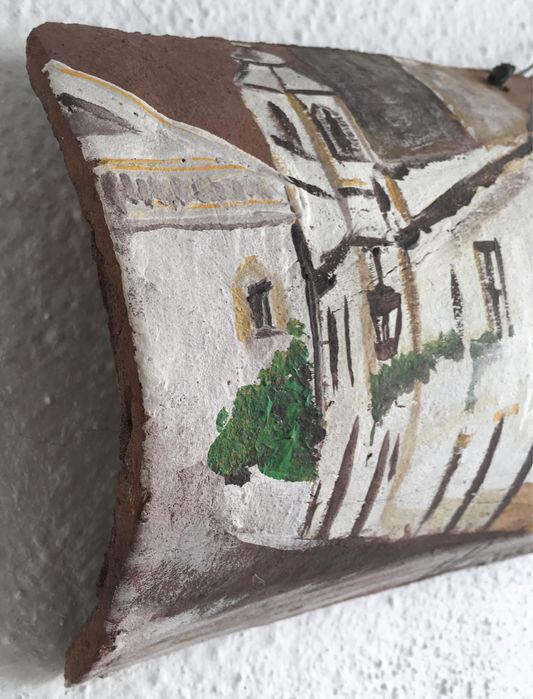 telha antiga pintada à mâo - "Óbidos"