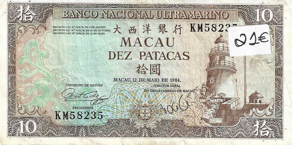 Notas antigas - Macau