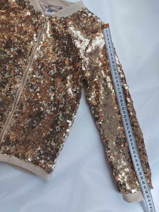 Яскравий крутий золотистий бомбер куртка піджак з пайєтками H&M р.122
