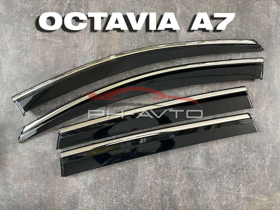 Skoda Octavia A7 Універсал Вітровики з хромом Дефлектори Ветровики