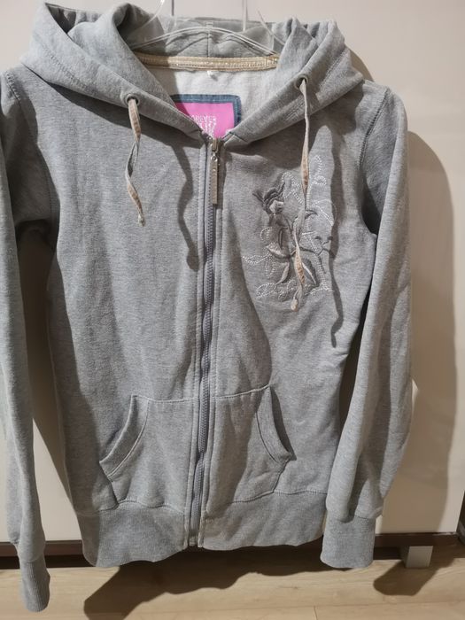 Bluza zapinana na zamek damska szara 38 M kaptur ciepła