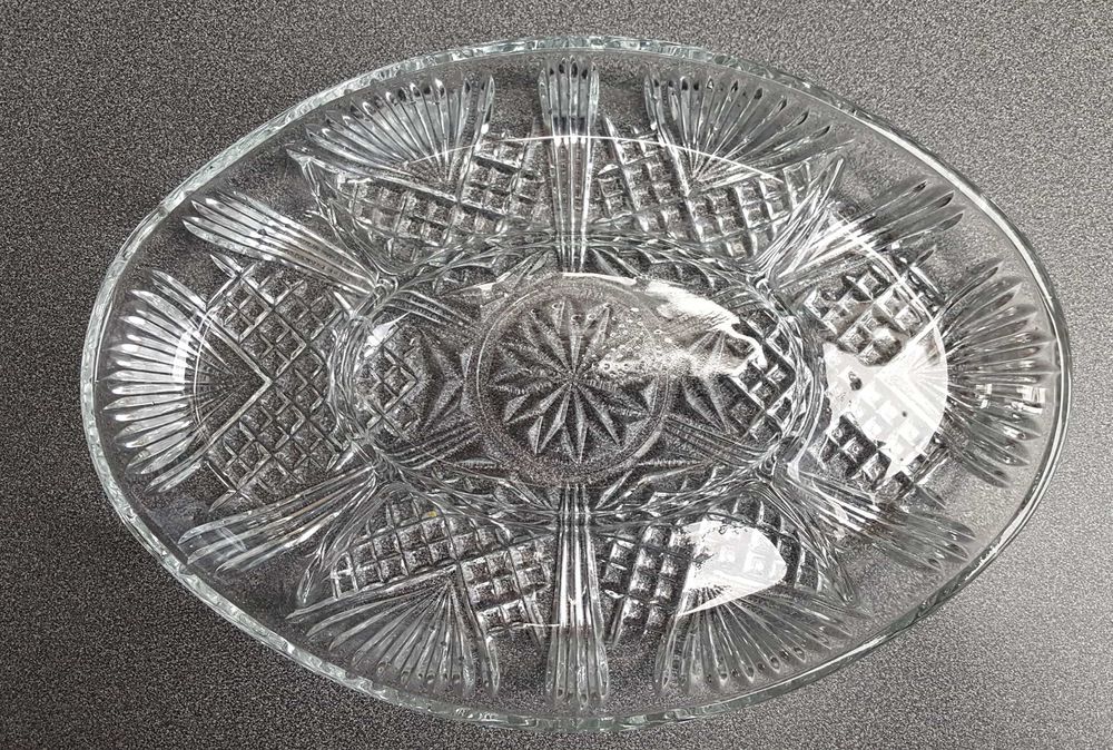 Duża piękna patera kryształowa 32x22.5cm Kryształ PRL