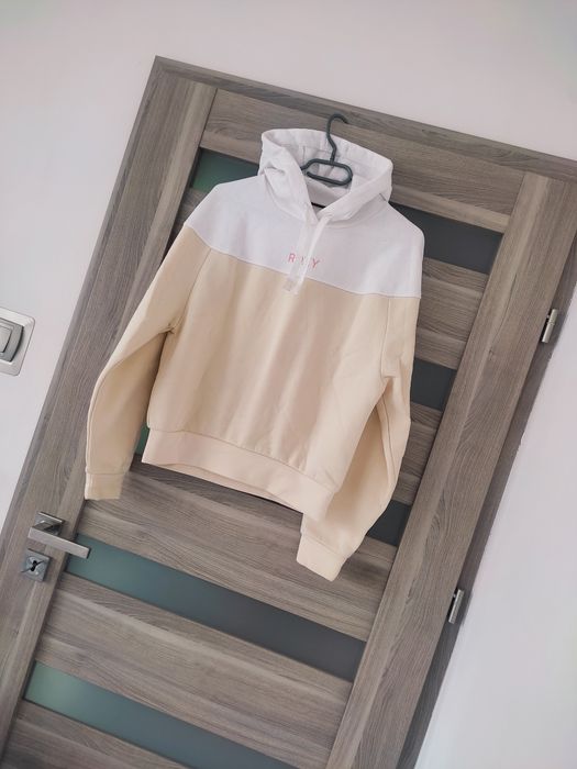 Beżowa bluza z kapturem z bawełną Roxy roz S