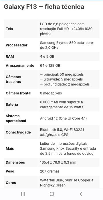 Tlf Samsung Galaxy F13