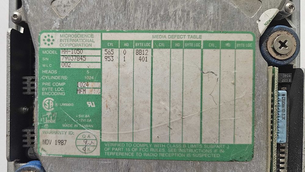 Dysk HDD Microscience HH-1050 44MB 3600RPM 5.25'' MFM brak reakcji