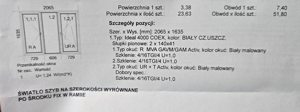 Okno 3 skrzydłowe