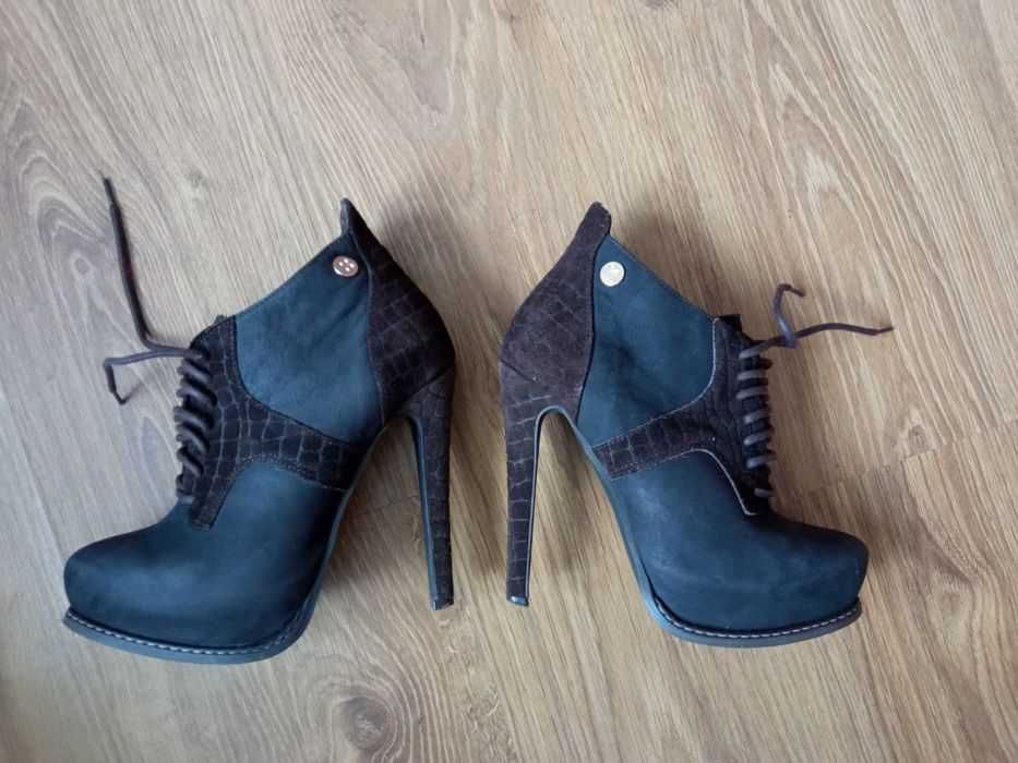 Okazja! Modne brązowe buty, botki, szpilki Kazar r. 35