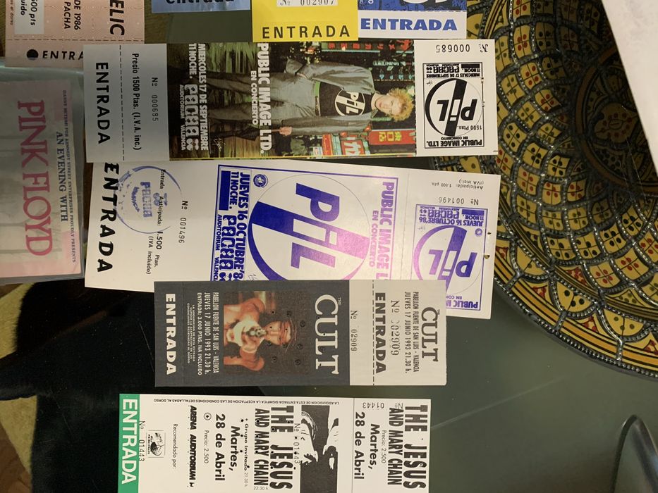 Bilhetes usados originais de concertos