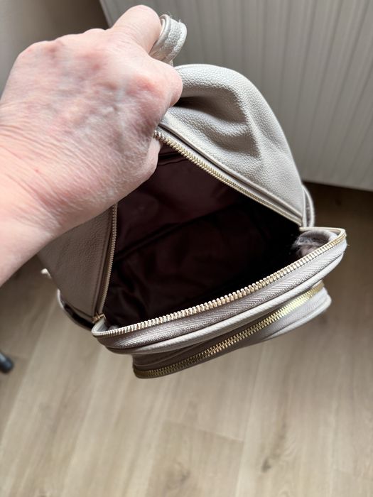 Beżowy Mini Plecak Damski 2w1 Odpinane Paski Pikowany BDB