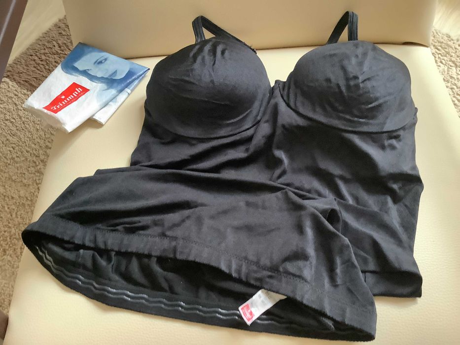 2 koszulka modelująca halka czarna Triumph 85C biustonosz beż VENA 80C